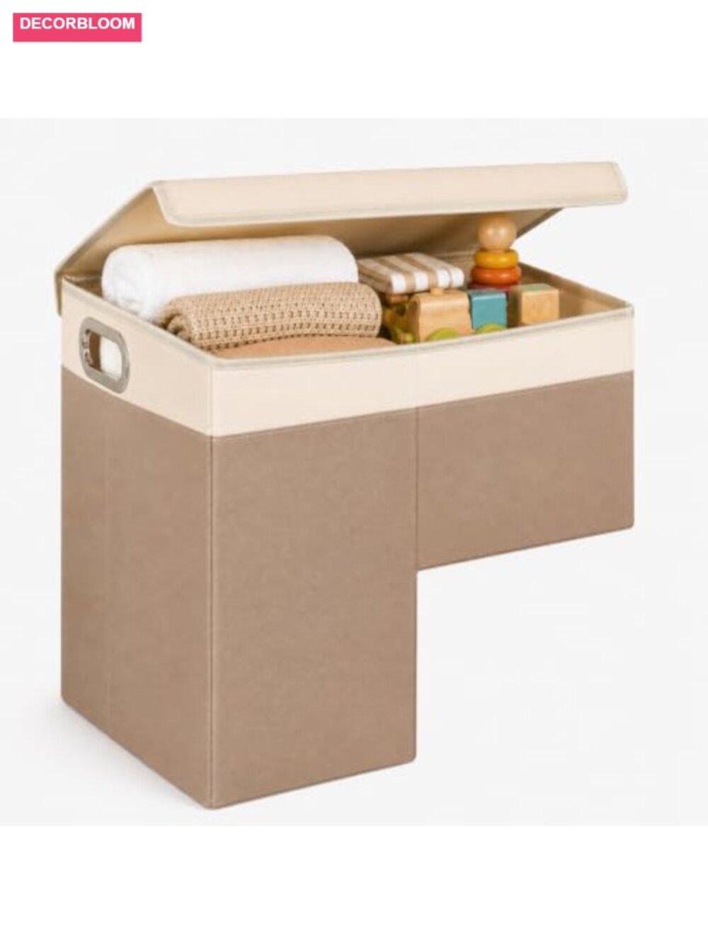 Foldable Stair Basket with Lid & Handles for Laundry Storage, 600D Oxford Fabric